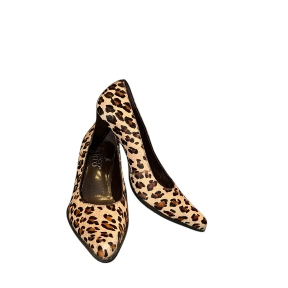 Franco Sarto | Women's Tan Brown Leopard Print Leather Calf Hair Heels Sz 7.5‎ m